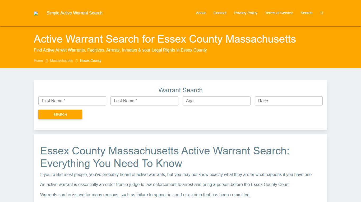 Active Warrant Search in Essex County Massachusetts - Outstanding Warrants